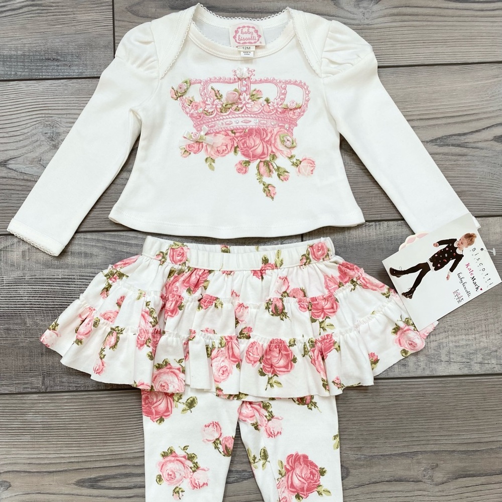 NWT Biscotti Baby Kate Mack Pink & White Princess Queen Tiara 12M